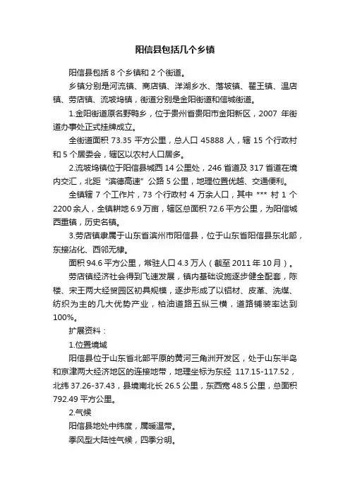 阳信县包括几个乡镇