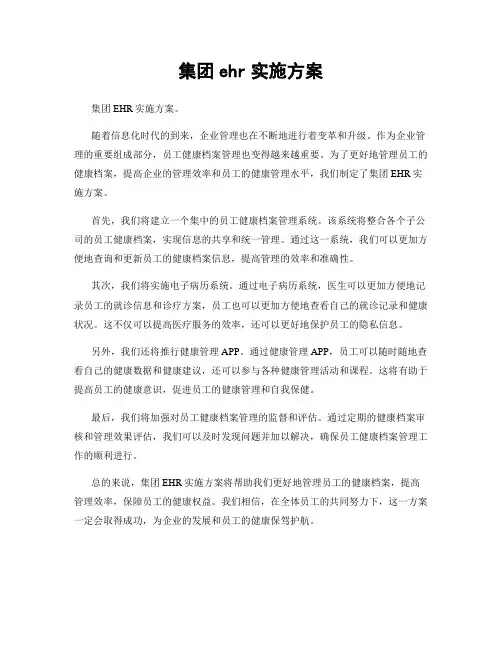 集团ehr实施方案