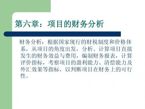 交通运输经济学 第六章：财务评价