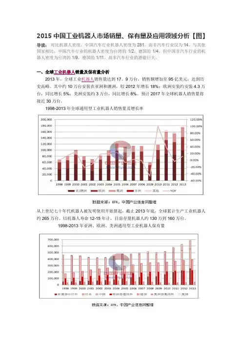 2015中国工业机器人市场销量、保有量及应用领域分析【图】