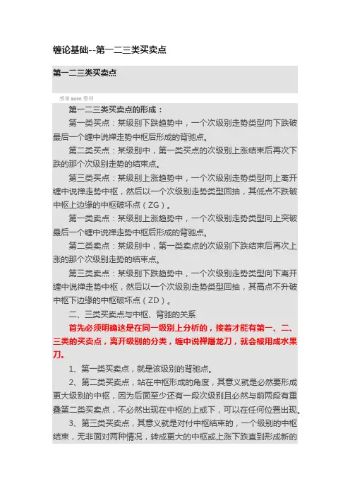 缠论基础--第一二三类买卖点
