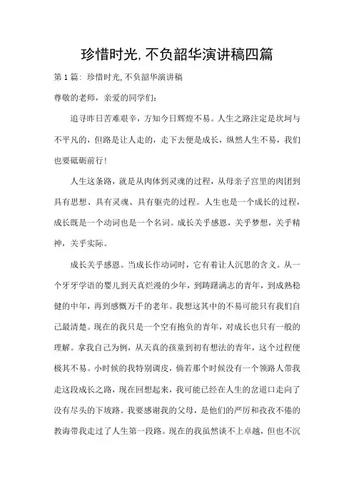 珍惜时光,不负韶华演讲稿四篇
