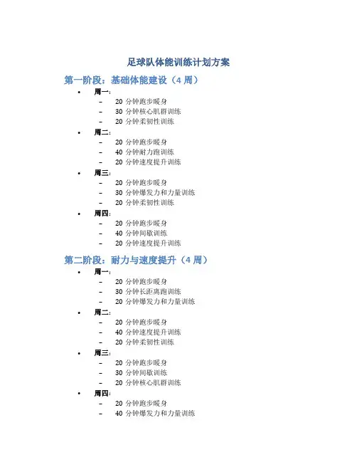 足球队体能训练计划方案