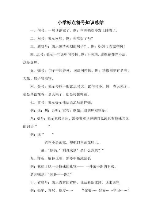 小学标点符号的正确应用知识总结+例句