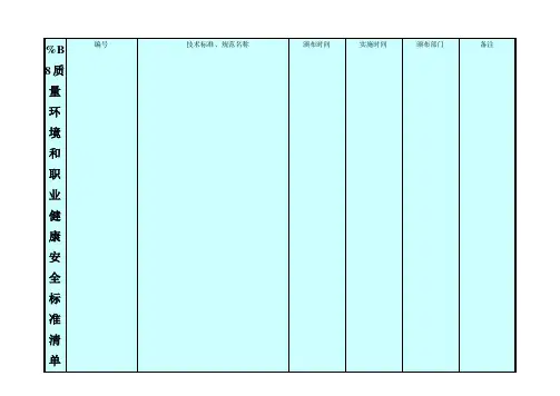 %B8质量环境和职业健康安全标准清单