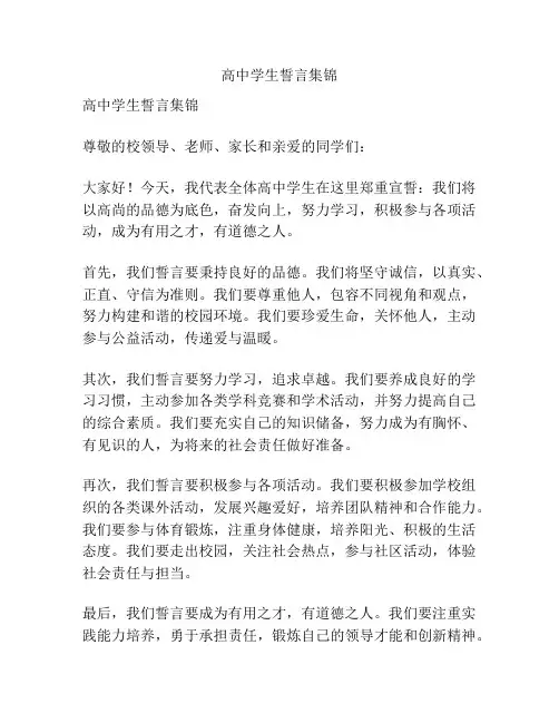 高中学生誓言集锦