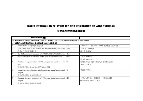 Grid Connection Form电网联接参数表
