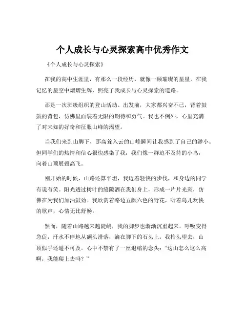 个人成长与心灵探索高中优秀作文