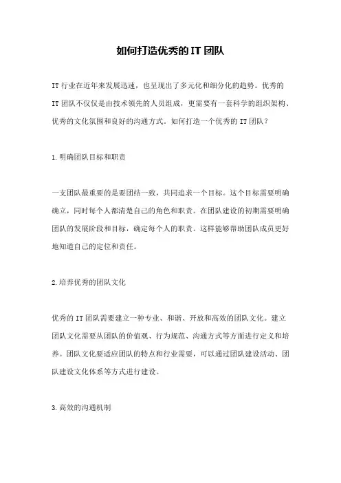 如何打造优秀的IT团队