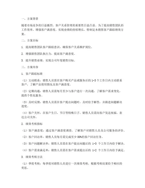 销售客户跟踪绩效方案