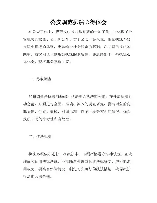 公安规范执法心得体会