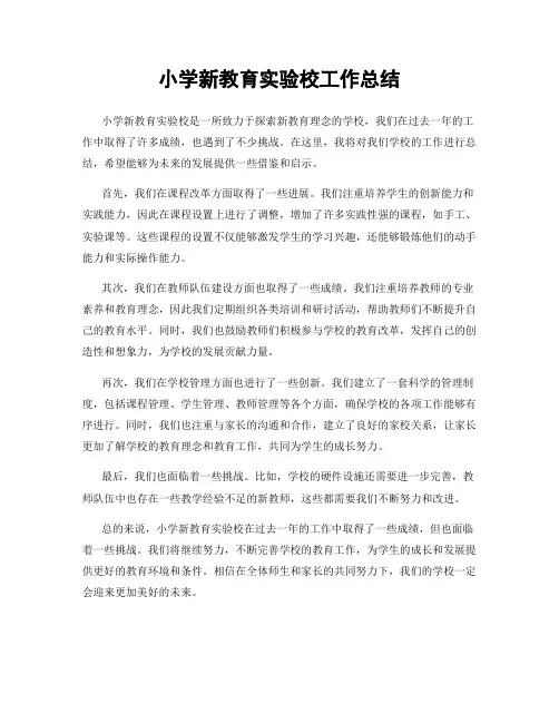 小学新教育实验校工作总结