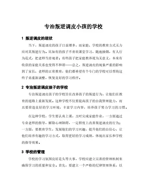 专治叛逆调皮小孩的学校
