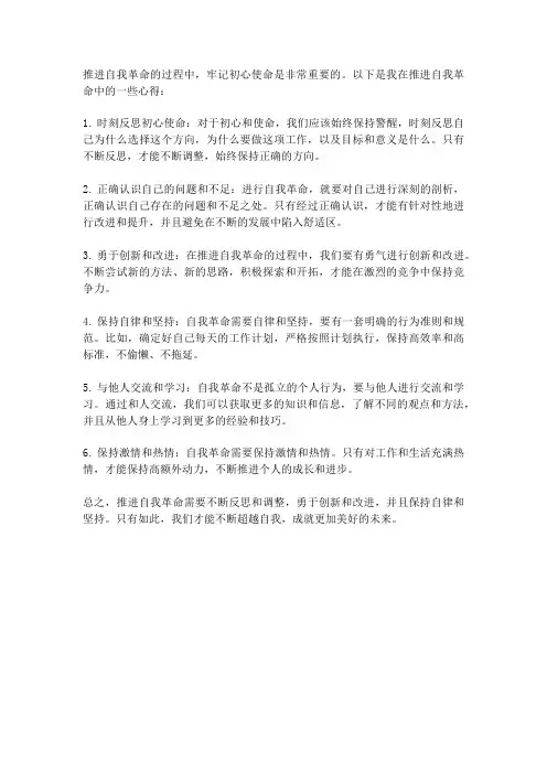 牢记初心使命推进自我革命心得