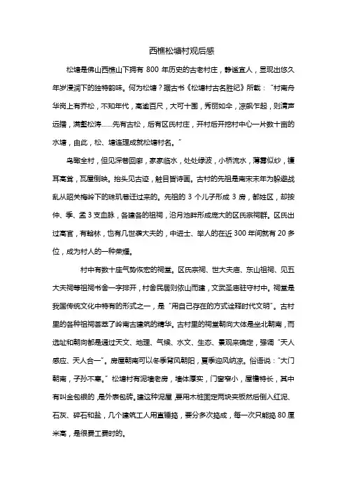 西樵松塘村观后感
