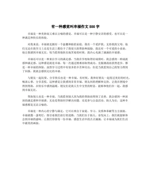 有一种感觉叫幸福作文500字