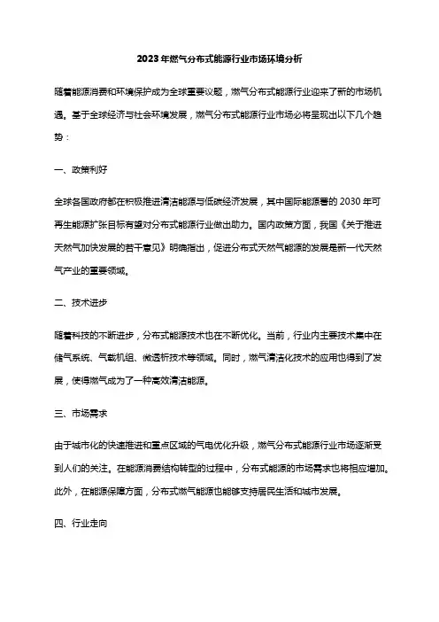 2023年燃气分布式能源行业市场环境分析