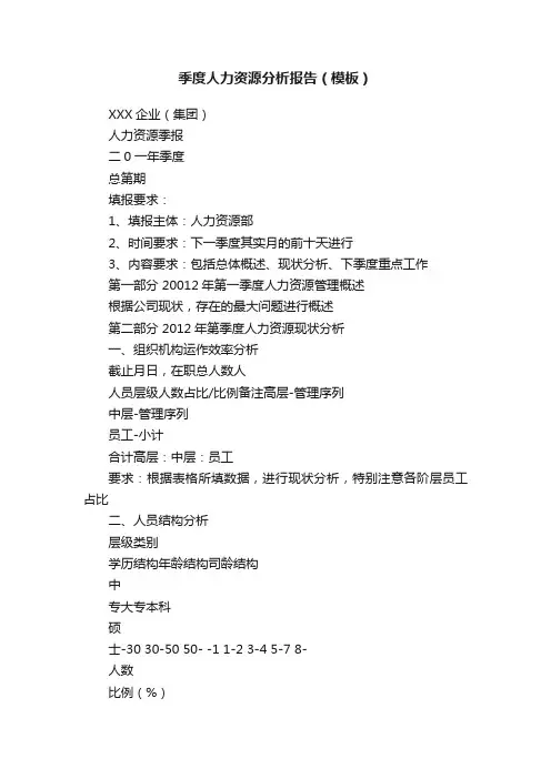 季度人力资源分析报告（模板）