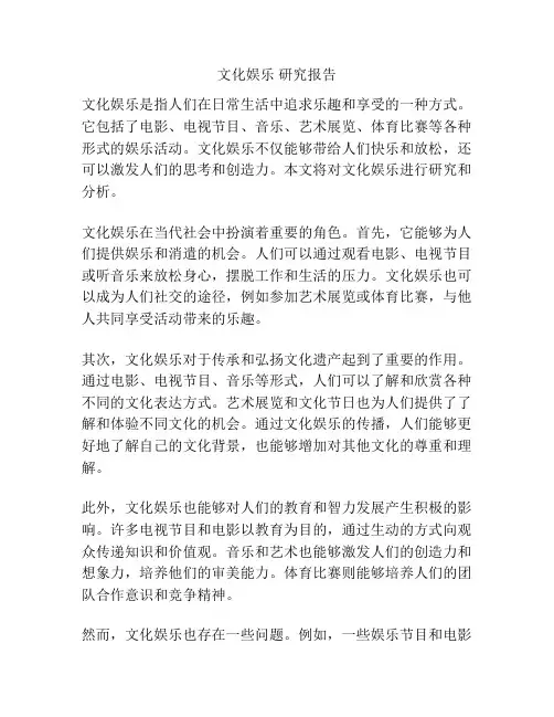 文化娱乐 研究报告