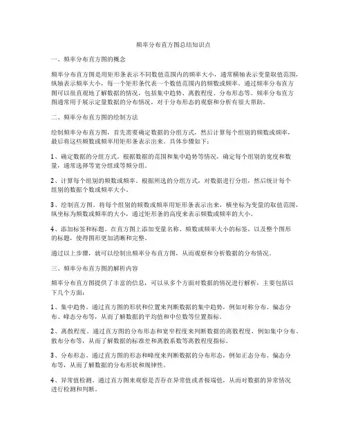 频率分布直方图总结知识点