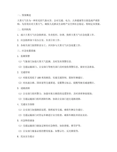 应对大雾应急处置预案