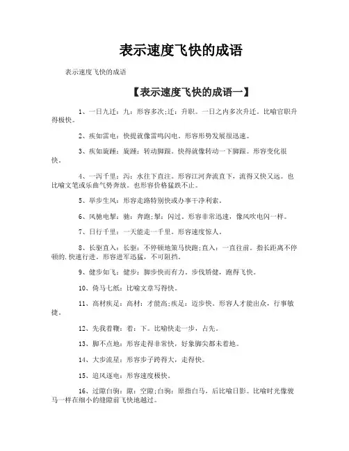 表示速度飞快的成语