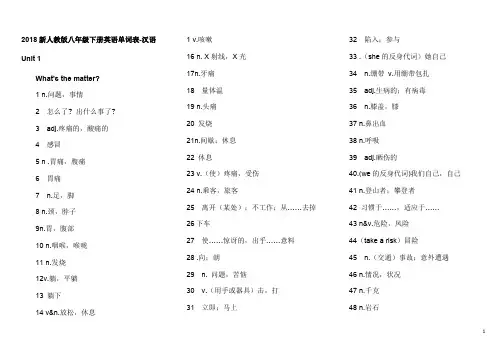 (完整版)2018新人教版八年级下册英语单词表-汉语