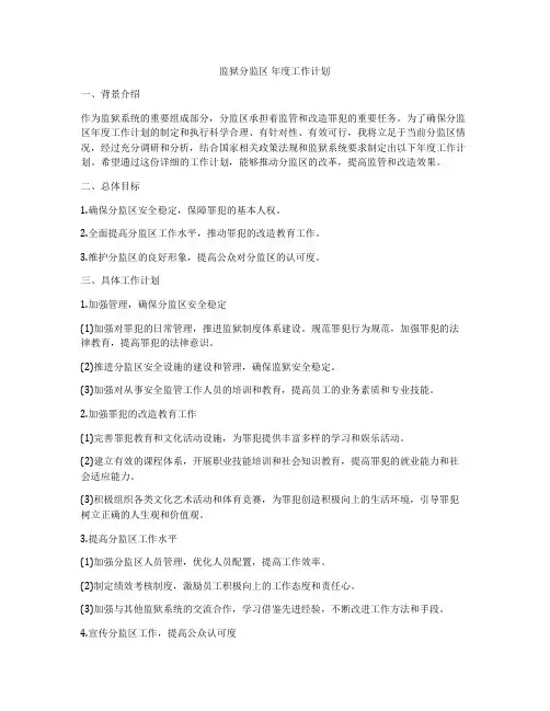 监狱分监区 年度工作计划