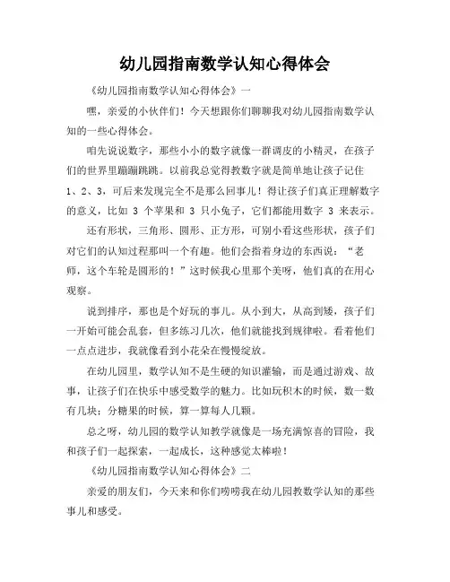 幼儿园指南数学认知心得体会