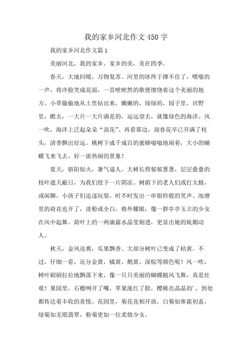 我的家乡河北作文450字