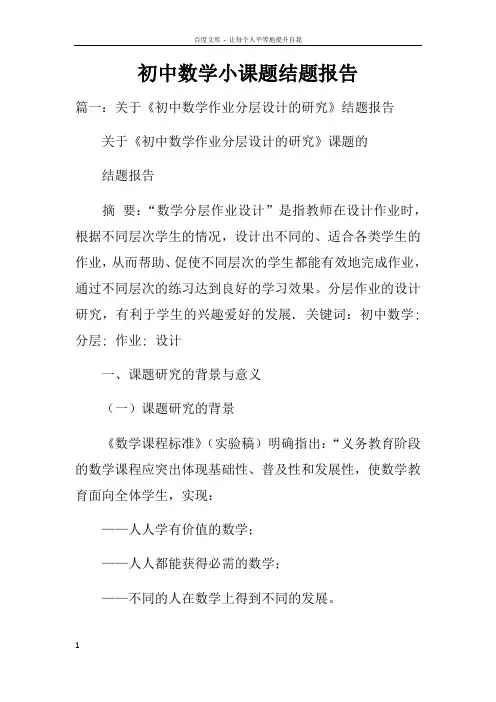 初中数学小课题结题报告