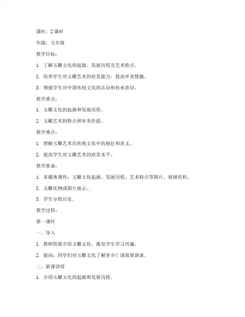 玉雕文化欣赏教案模板范文