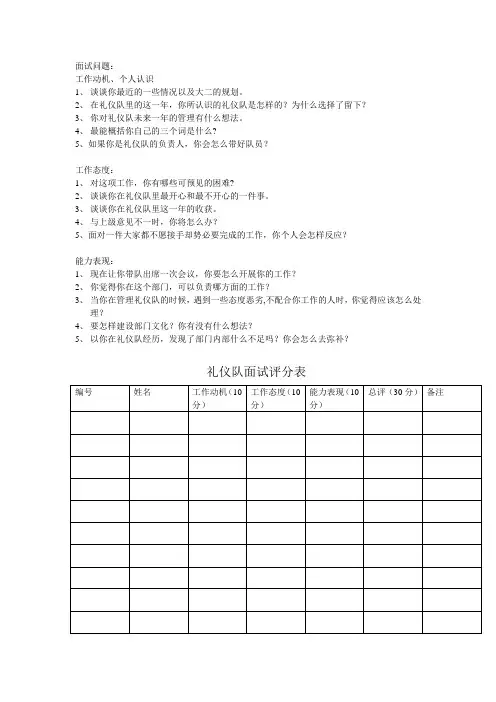 礼仪队面试