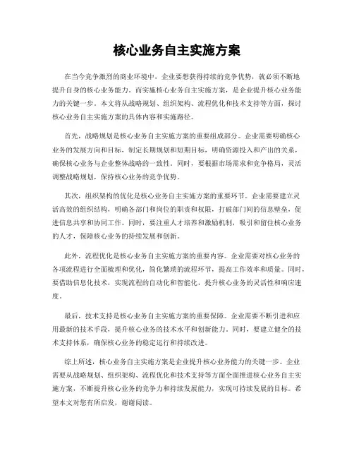 核心业务自主实施方案