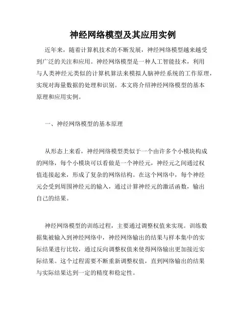 神经网络模型及其应用实例