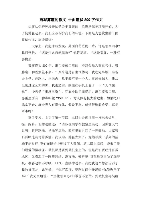 描写雾霾的作文 十面霾伏800字作文