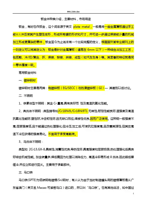 钣金件种类介绍,主要材料,市场用途