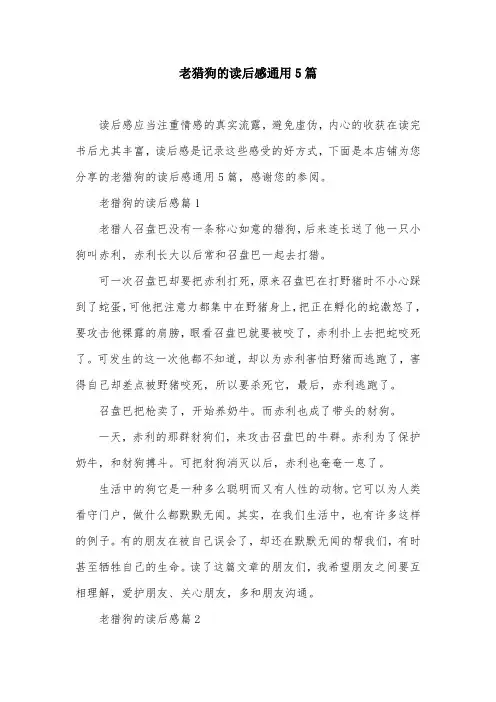 老猎狗的读后感通用5篇