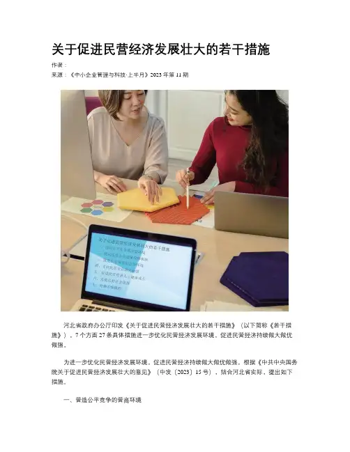 关于促进民营经济发展壮大的若干措施