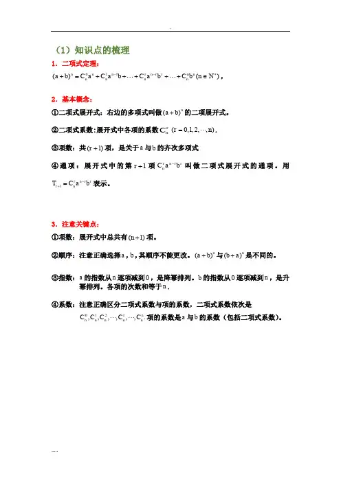 二次项定理10大典型例题