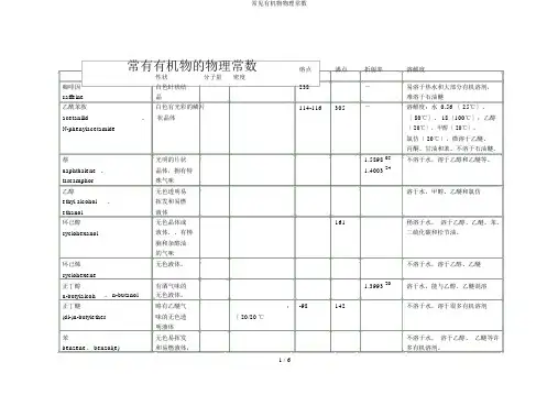 常见有机物物理常数