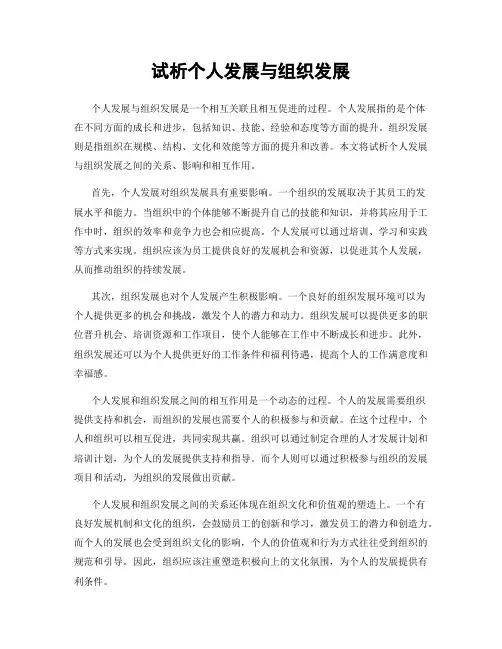 试析个人发展与组织发展