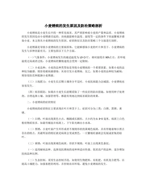 小麦锈病的发生原因及防治策略剖析
