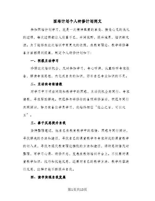 国培计划个人研修计划例文（四篇）