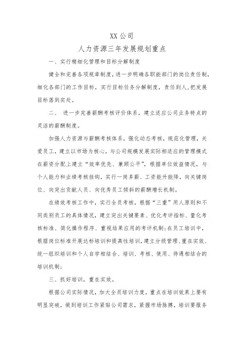 人力资源三年发展规划