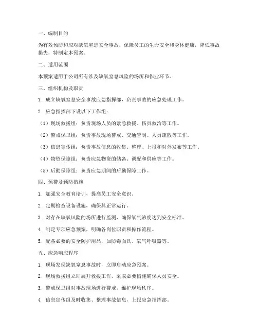 缺氧窒息安全事故应急预案