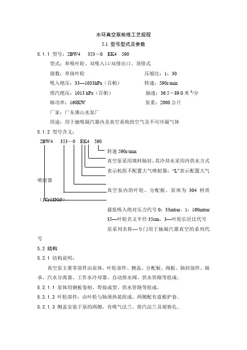 水环真空泵检修工艺规程