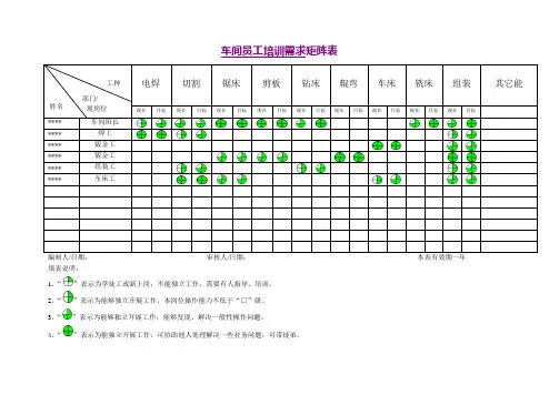 员工培训矩阵图(1)
