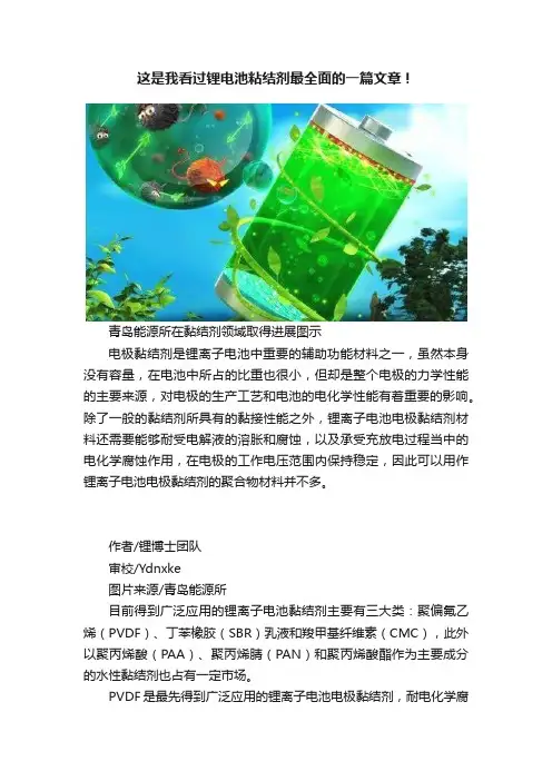 这是我看过锂电池粘结剂最全面的一篇文章！