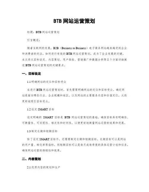 BTB网站运营策划